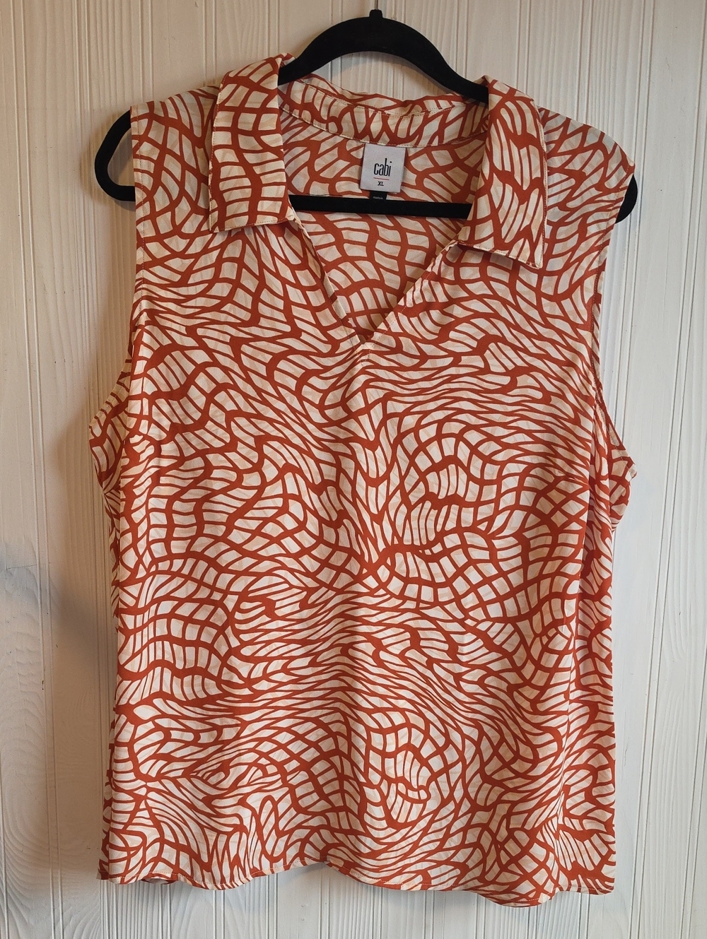 NWOT CAbi Burnt Orange Sleeveless Blouse XL # 4183